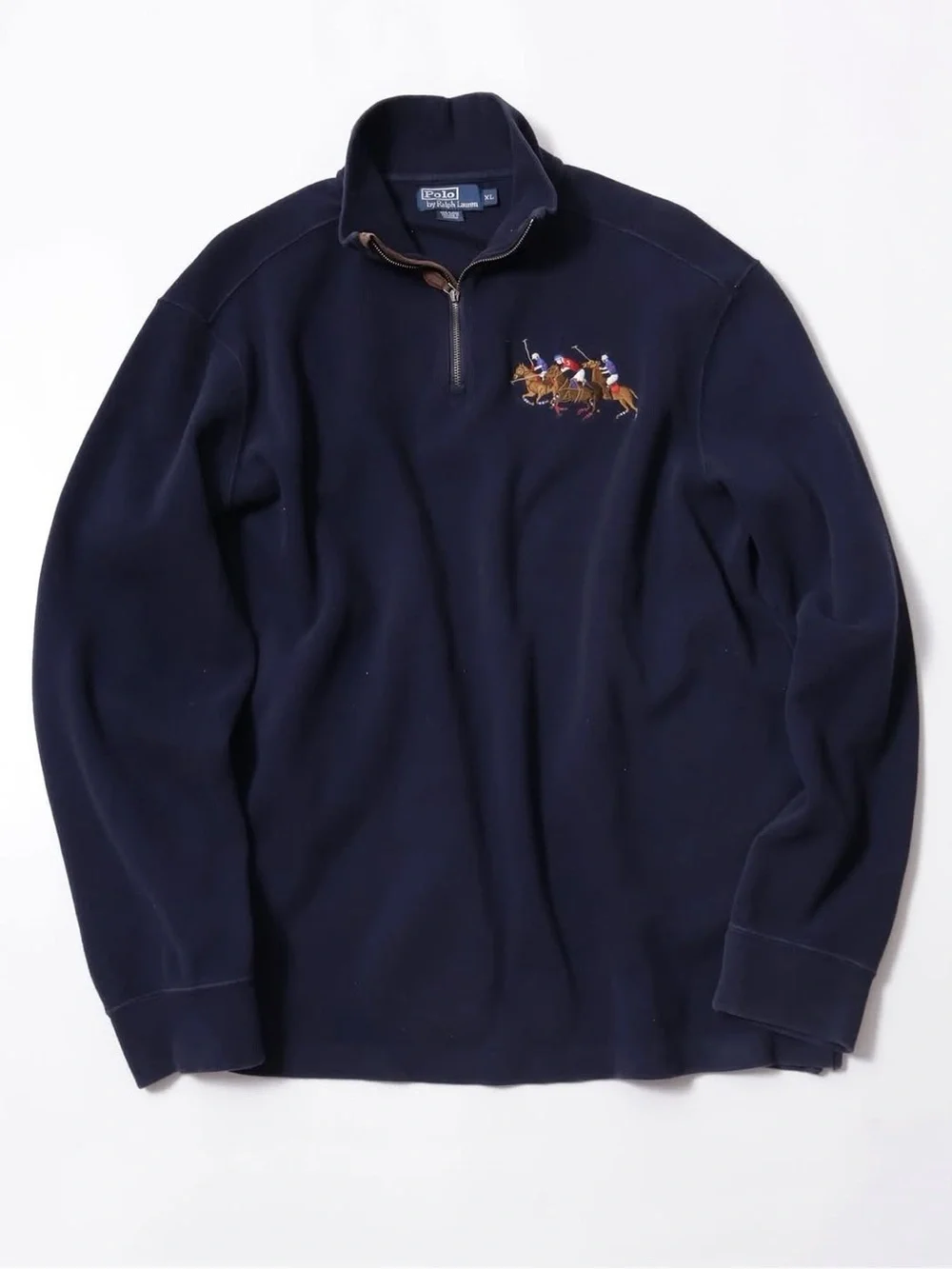 Polo Ralph Lauren Triple Pony 1/4 Zip Sweater Mens Navy Size XXL